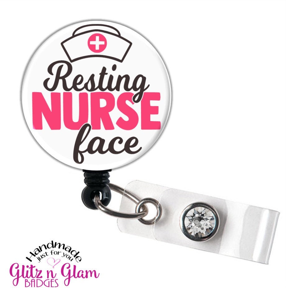 Humorous Resting Nurse Face Retractable Badge Reel Holder GG5189