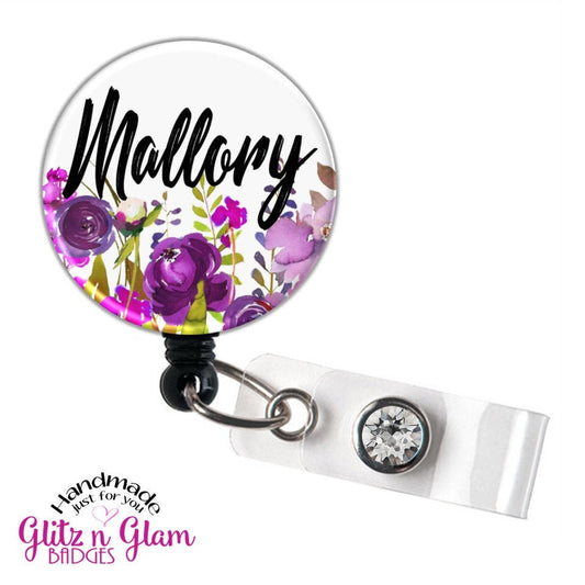 Purple Wildflowers Retractable Badge Holder Reel GG4459