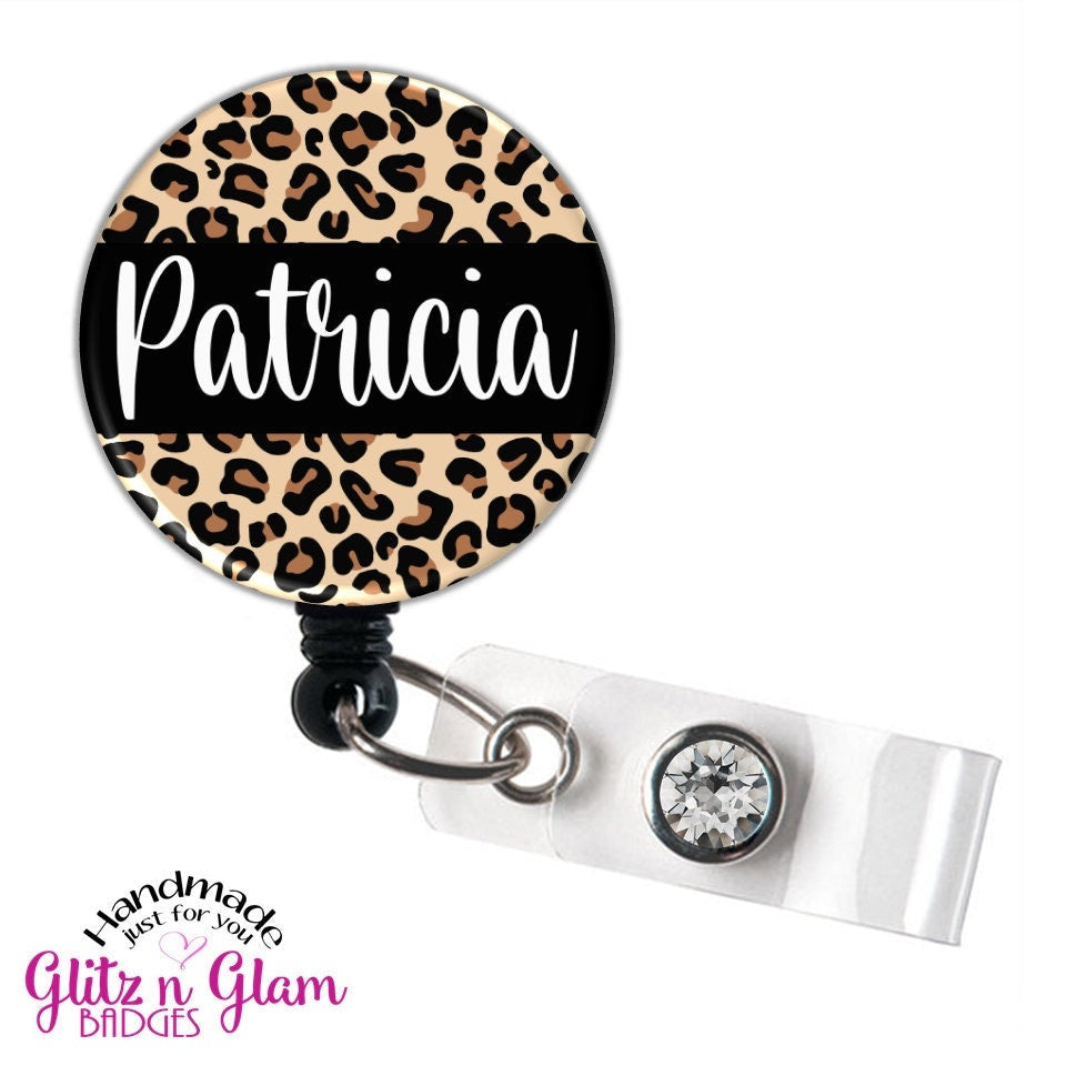 Personalized Leopard Print Retractable Badge Reel GG5890