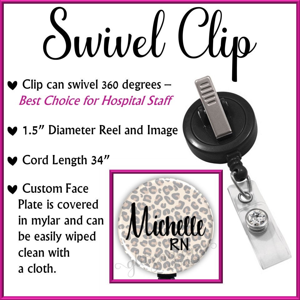 Leopard Print Badge Reel Personalized for Professionals GG5627