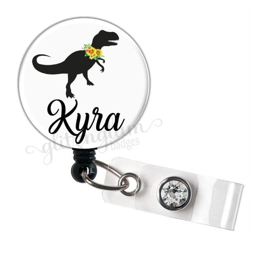 Personalized Dinosaur Retractable Badge Reel with Customizable Badge Clip GG4994