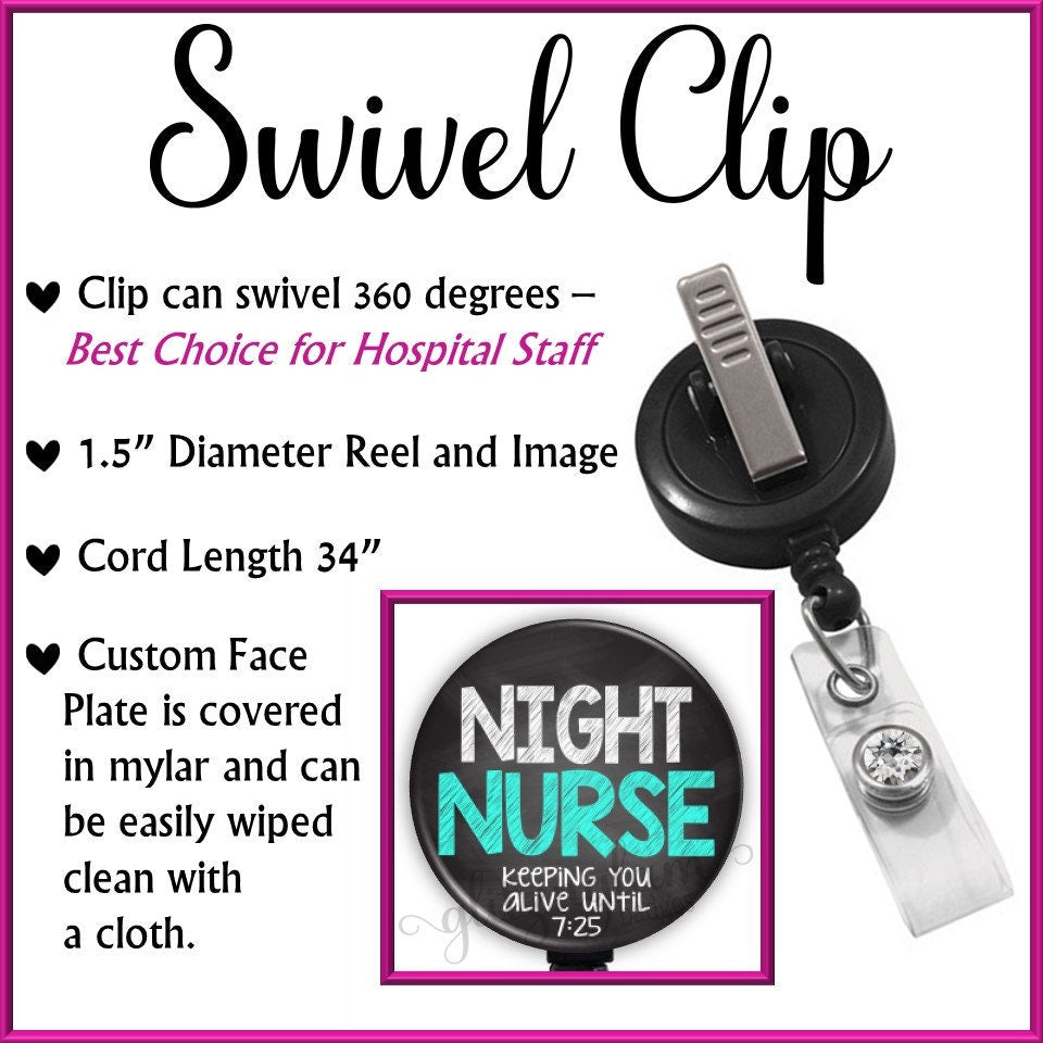 Night Nurse Retractable Badge Holder GG4950