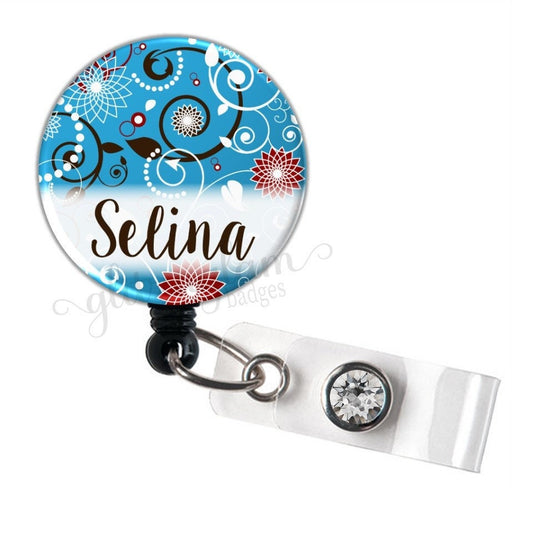 Blue Swirl Custom Name Badge Holder Personalized for You GG4765