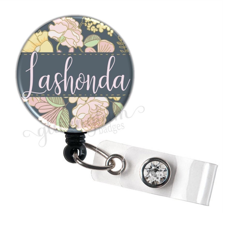 Peony Flowers Personalized Retractable Badge Holder Reel GG4545