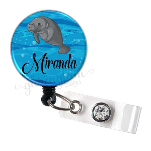 Personalized Save the Manatee Retractable Badge Holder - GG5217