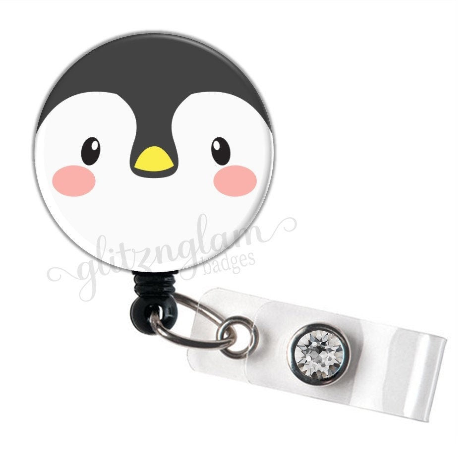 Cute Penguin Face Retractable Badge Holder GG1021