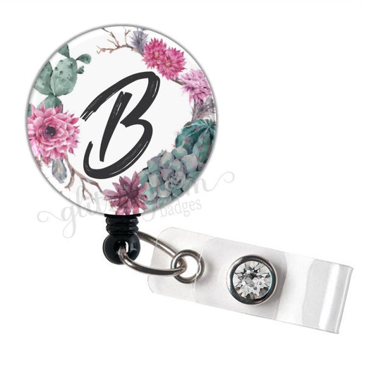 Cactus Retractable Badge Reel for Monogram Initial GG4353