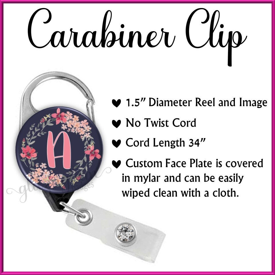 Pink Flowers with Chunky Bold Font Retractable ID Badge Holder - GG4338