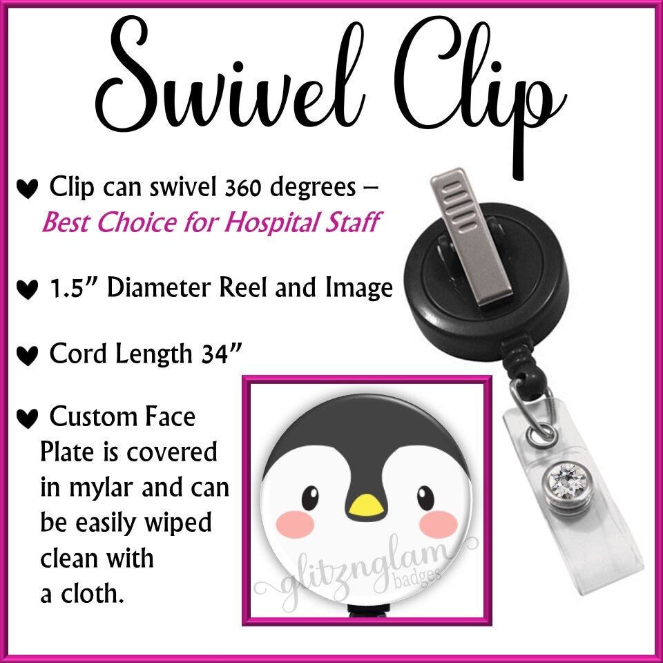 Cute Penguin Face Retractable Badge Holder GG1021