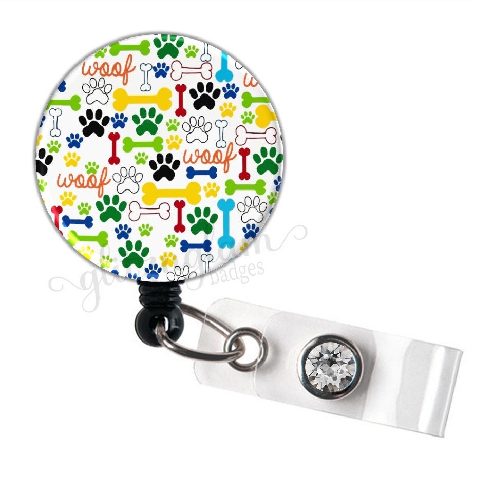 Dog Bone Pattern Retractable Badge Reel Holder - GG2002