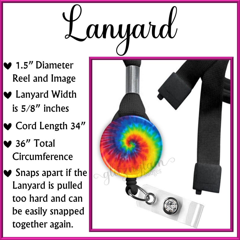 Rainbow Tye Dye Retractable ID Badge Holder Reel GG2122