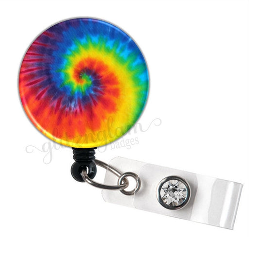 Rainbow Tye Dye Retractable ID Badge Holder Reel GG2122