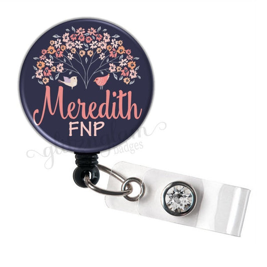 Flowers and Love Birds Personalized ID Badge Reel GG4333