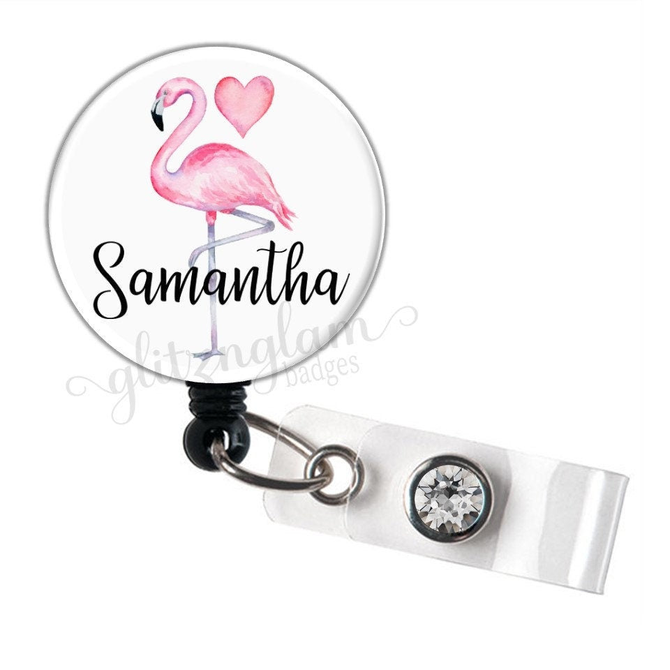 Personalized Flamingo Badge Reel GG5597