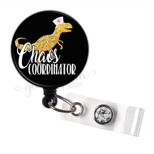 Dinosaur Nurse Chaos Coordinator Retractable Badge Holder GG5169