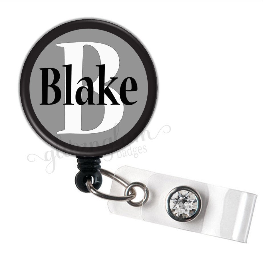 Personalized Gray Retractable Badge Reel for Men GG5002