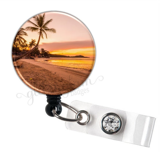 Tropical Beach Sunset ID Badge Reel GG5877