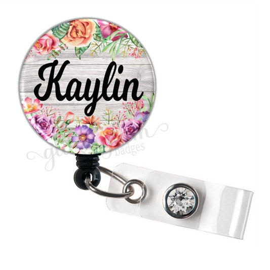 Personalized Flower Bouquet Retractable Badge Holder Reel GG5127