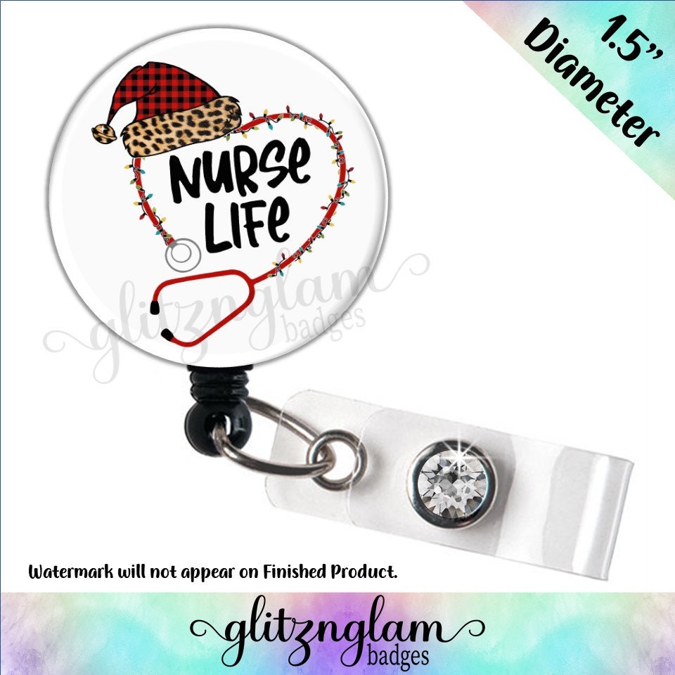 Heart Stethoscope Christmas Nurse Life Badge Holder GG6204C