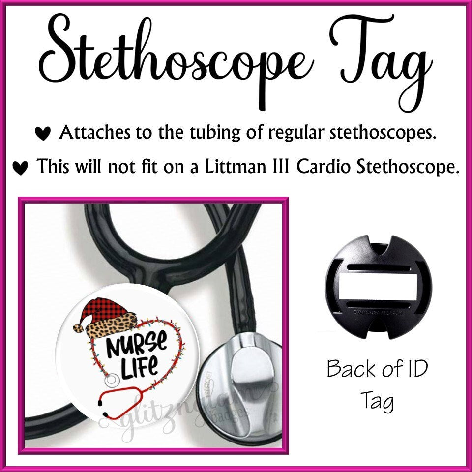 Heart Stethoscope Christmas Nurse Life Badge Holder GG6204C