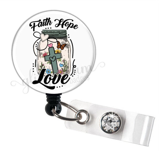 Christian Faith Hope Love Retractable Badge Holder GG6194K