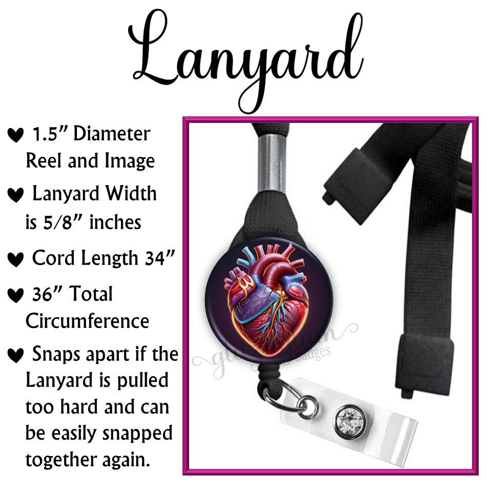 Heart Cardioligt Medical ID Retractable Badge Reel GG6529