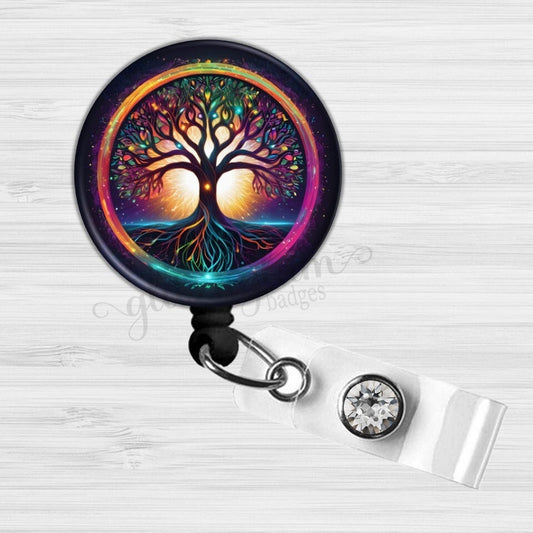 Spiritual Tree of Life Retractable ID Card Badge Holder Clip GG6555