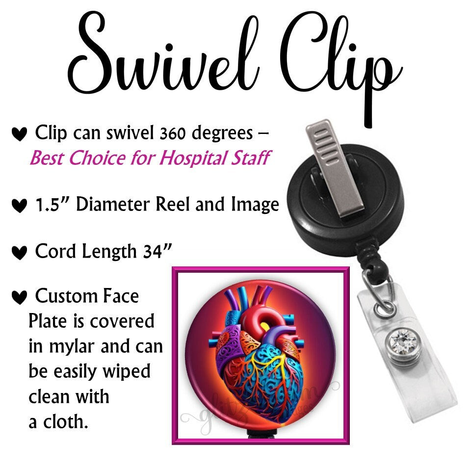 Cardiologist Heart Retractable Badge Reel Holder GG6525