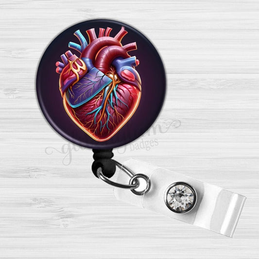 Heart Cardioligt Medical ID Retractable Badge Reel GG6529